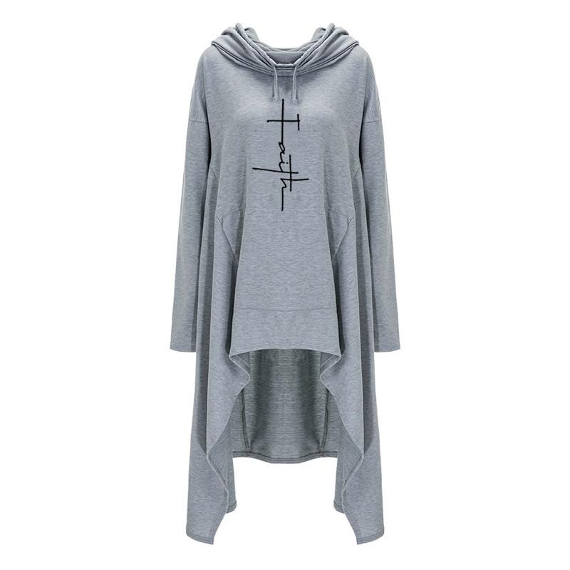 2018 New Fashion Faith Print Sweatshirts Hoodies Femmes Women Female Girls Pattern Plus Size Long Sleeve Pullovers for Woman