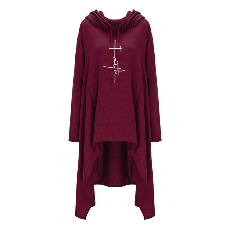 2018 New Fashion Faith Print Sweatshirts Hoodies Femmes Women Female Girls Pattern Plus Size Long Sleeve Pullovers for Woman