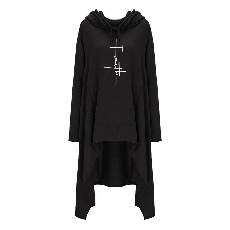2018 New Fashion Faith Print Sweatshirts Hoodies Femmes Women Female Girls Pattern Plus Size Long Sleeve Pullovers for Woman