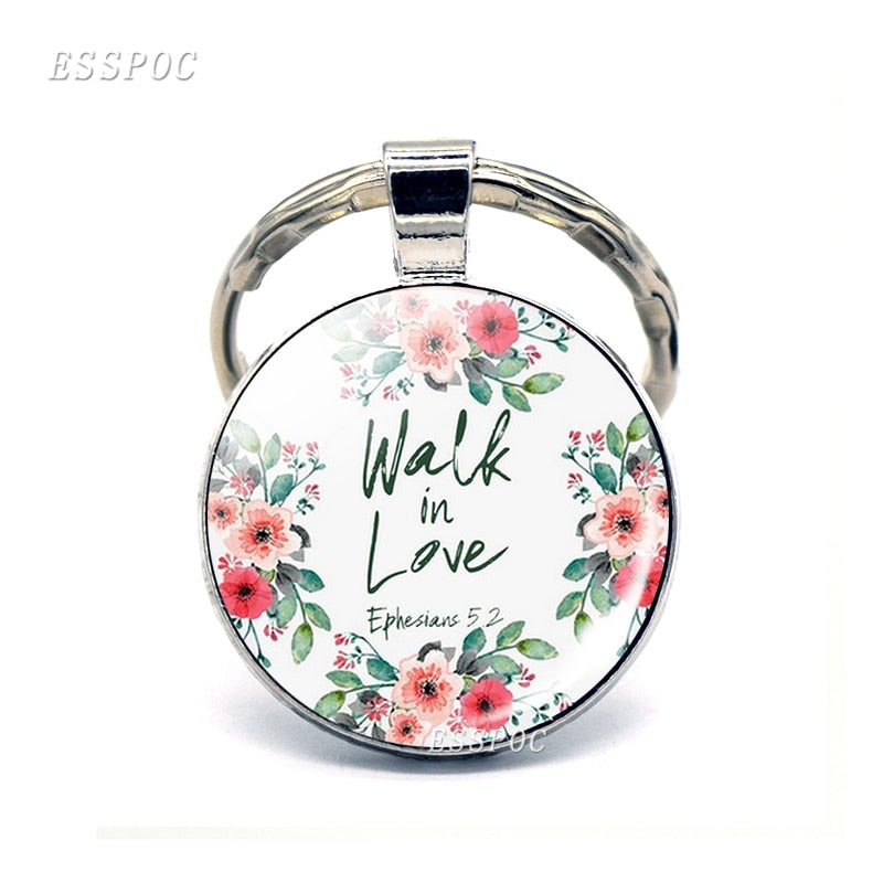 God Is Within Her. She Will Not Fall (psalm 46:5) Bible Quote Faith Keychain Keyring Bible Verse key chain Christian Party Gift