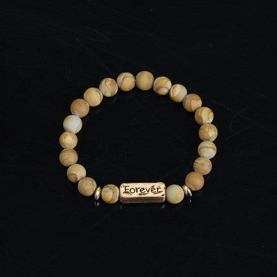 Women Men Letter Bracelets Vintage Natural Stones Beaded Bracelet Punk Inspirational Forever Faith Bracelets Handmade Jewelry