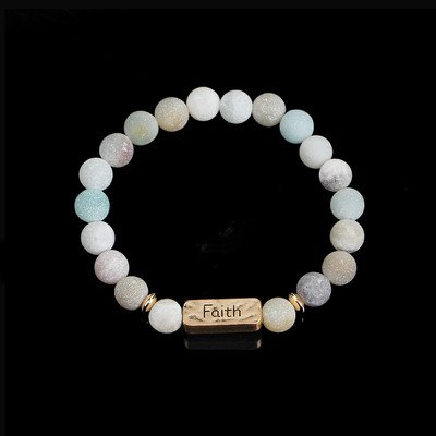 Women Men Letter Bracelets Vintage Natural Stones Beaded Bracelet Punk Inspirational Forever Faith Bracelets Handmade Jewelry