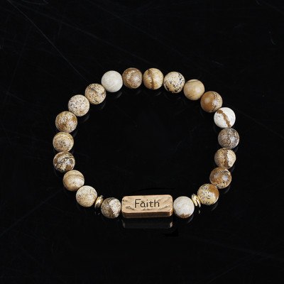 Women Men Letter Bracelets Vintage Natural Stones Beaded Bracelet Punk Inspirational Forever Faith Bracelets Handmade Jewelry