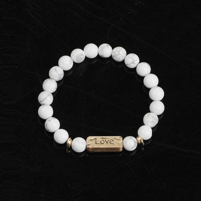 Women Men Letter Bracelets Vintage Natural Stones Beaded Bracelet Punk Inspirational Forever Faith Bracelets Handmade Jewelry