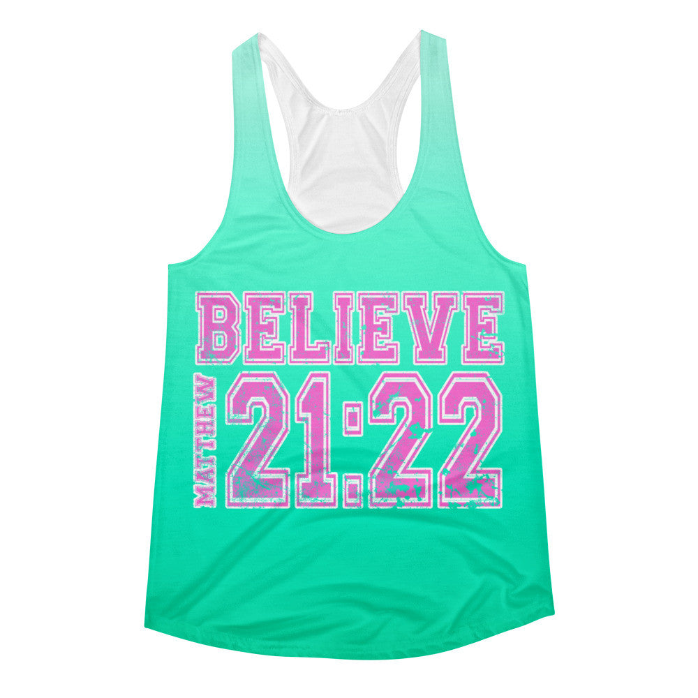 BELIEVE - Women&#39;s Racerback Tank